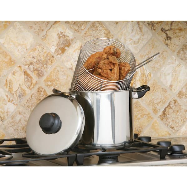  6QT Deep Fryer Set Stainless Steel Deep Fry Basket & 3-Ply Deep  Frying Pot Sauce Pan With Lid: Home & Kitchen