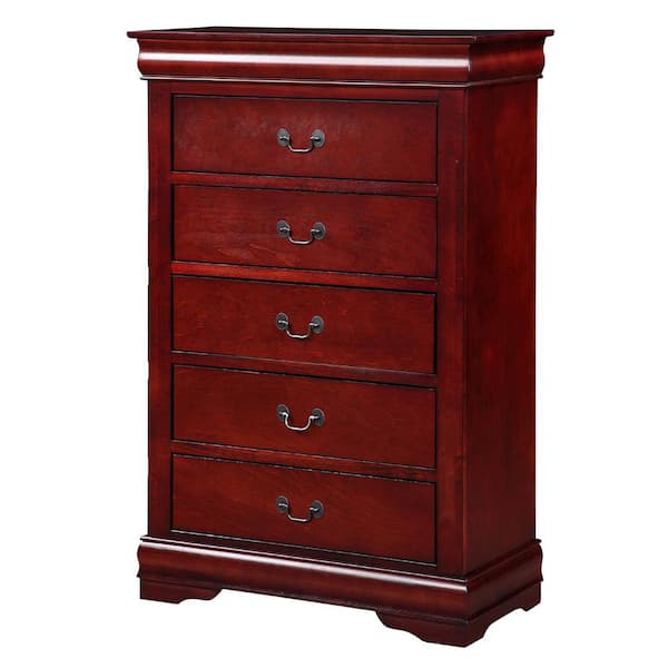Acme Furniture Louis Philippe Cherry Chest with Wood Frame 47 in. x 15 in.  x 31 in. 23756 - The Home Depot