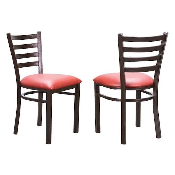 Linon Home Decor Marco Red Vinyl Metal Side Chair (set of 2)