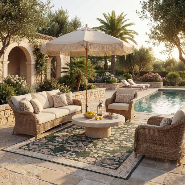 Talora Traditional Green 5 ft. x 8 ft. Outdoor Area Rug