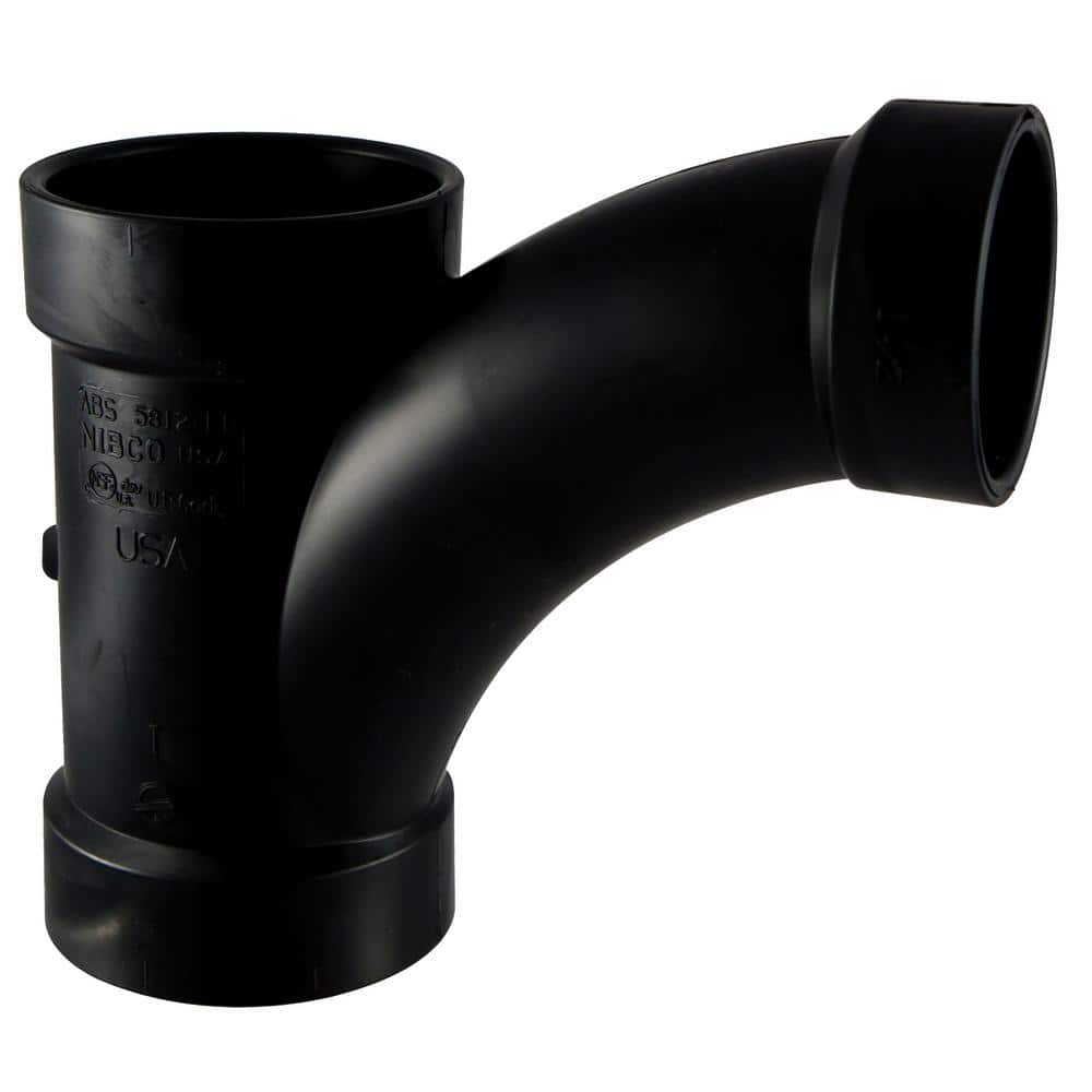 NIBCO - 2 in. x 2 in. x 1-1/2 in. ABS DWV All Hub Long-Sweep Sanitary Tee