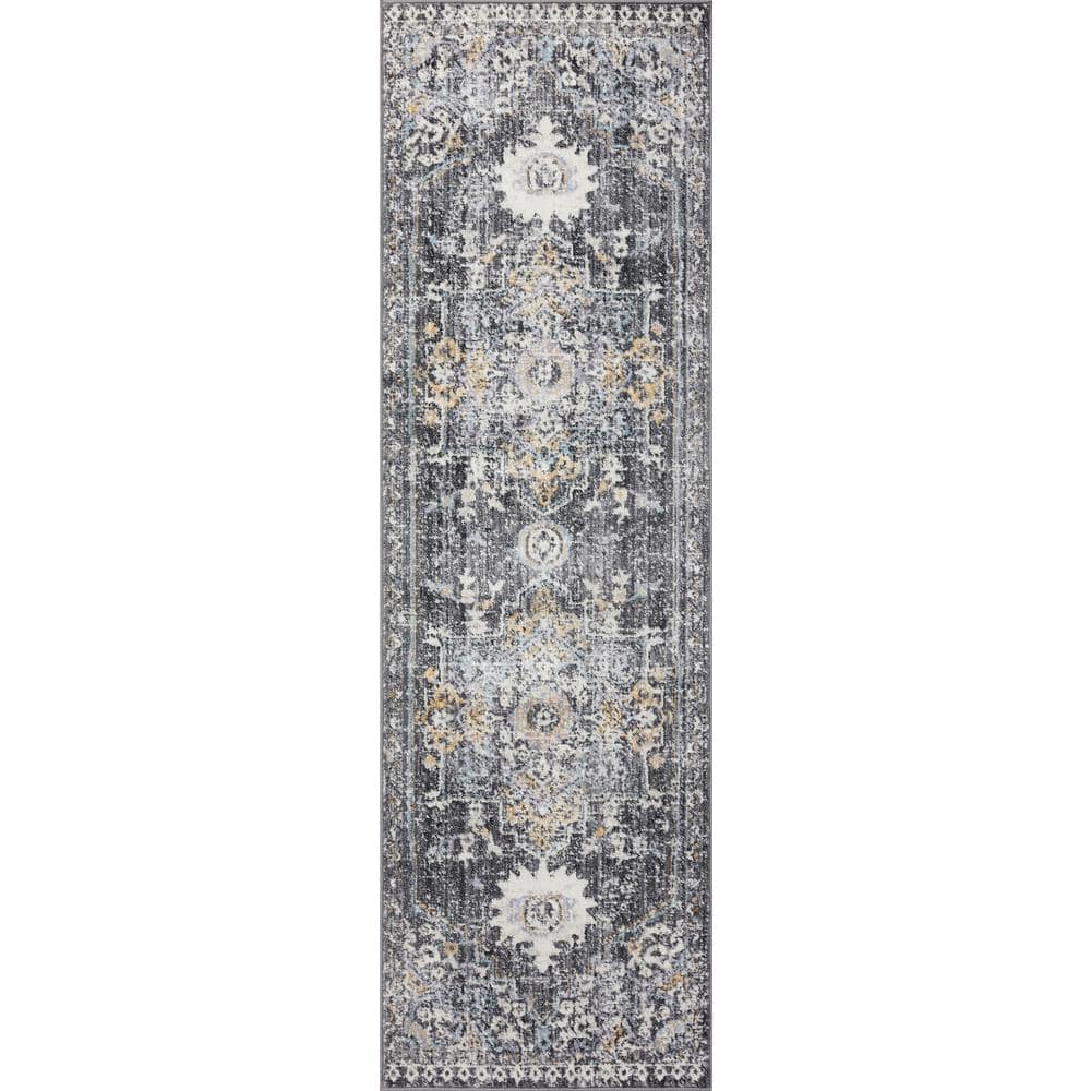 Charcoal Gold Opulence 85"x120" Synthetic Area Rug