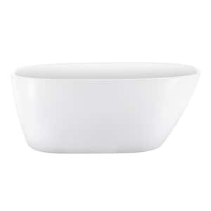 Freestanding 59 in. x 29.53 in. Left Drain Hydrotherapy Soaking Bathtub 59 in. White