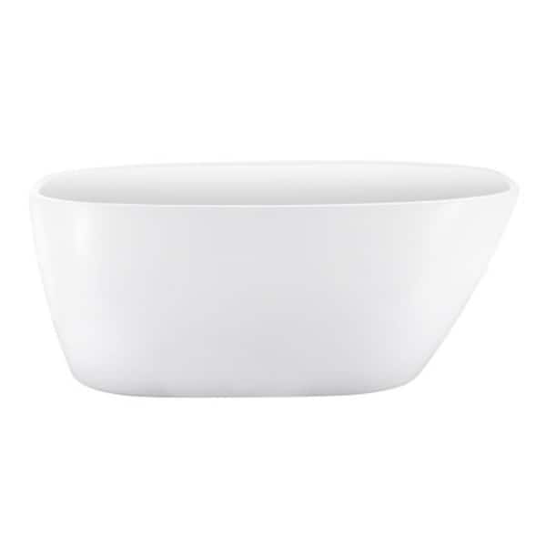 Aoibox Freestanding 59 in. x 29.53 in. Left Drain Hydrotherapy Soaking Bathtub 59 in. White