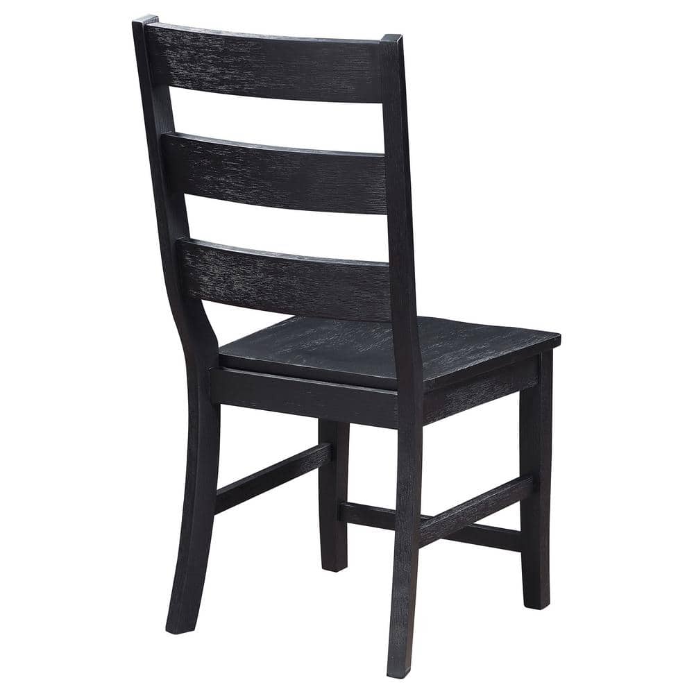 Black High Ladderback Rustic Wood Side Chair Set