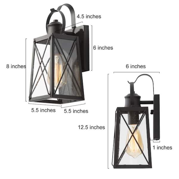 LNC Craftsman 1-Light Matte Black Outdoor Wall Lantern Sconce with Clear  Seeded Glass MBZMAUHD1151BV7 - The Home Depot