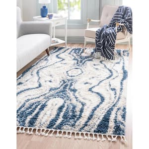 Hygge Shag Valley Blue 9 ft. x 12 ft. Area Rug