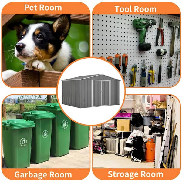 ToolCat 10 ft. W x 8 ft. D Outdoor Metal Storage Shed with