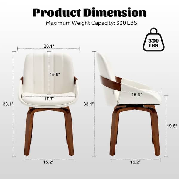 Hochwertiges White Faux Leather Upholstered Bentwood Side Chairs