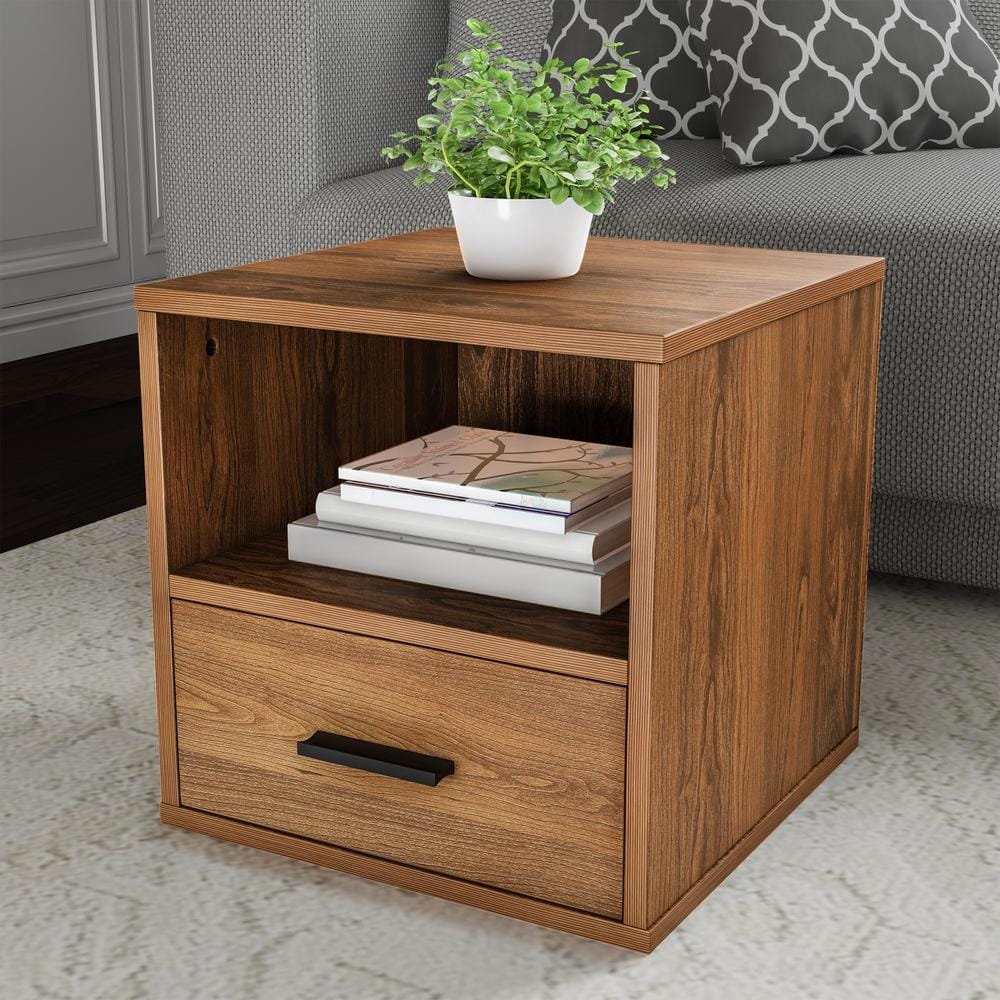 Lavish Home Side Table with Drawer- Narrow End newest Table with Storage Shelf- 2 Toned