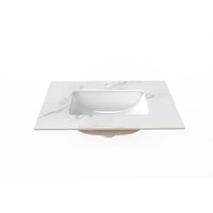 Cassandra 30 in. W x 22 in. D Porcelain Vanity Top in White Marble Finish with White Sink Basin