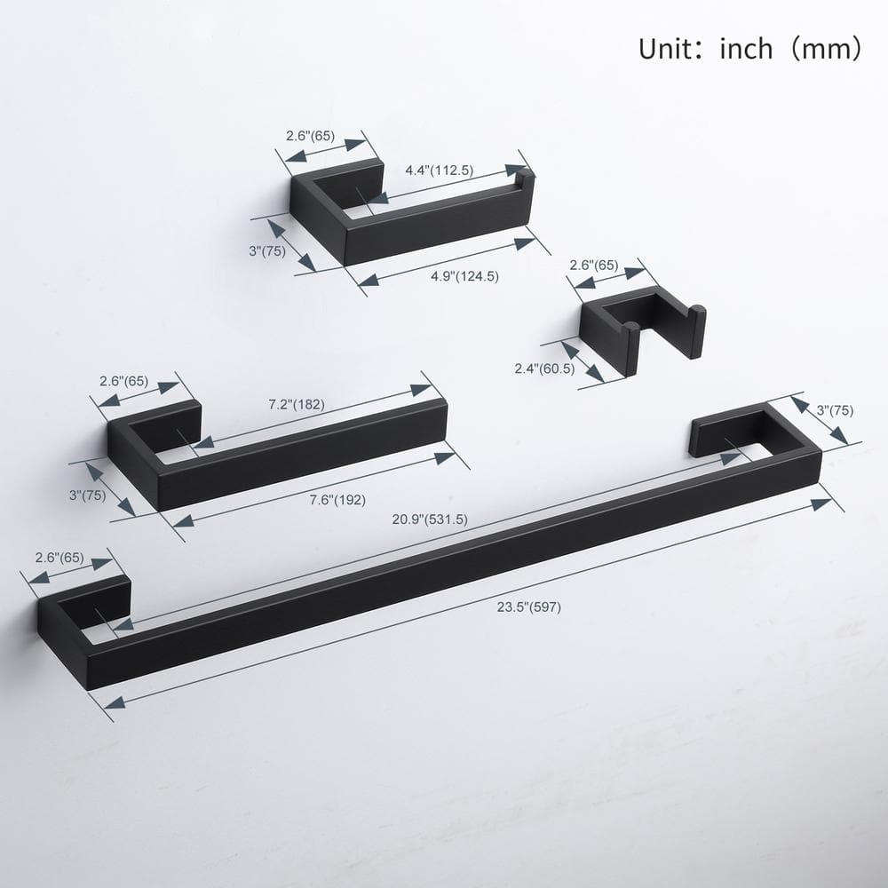 Matte Black 4-Piece Stainless Steel Bathroom Hardware Set