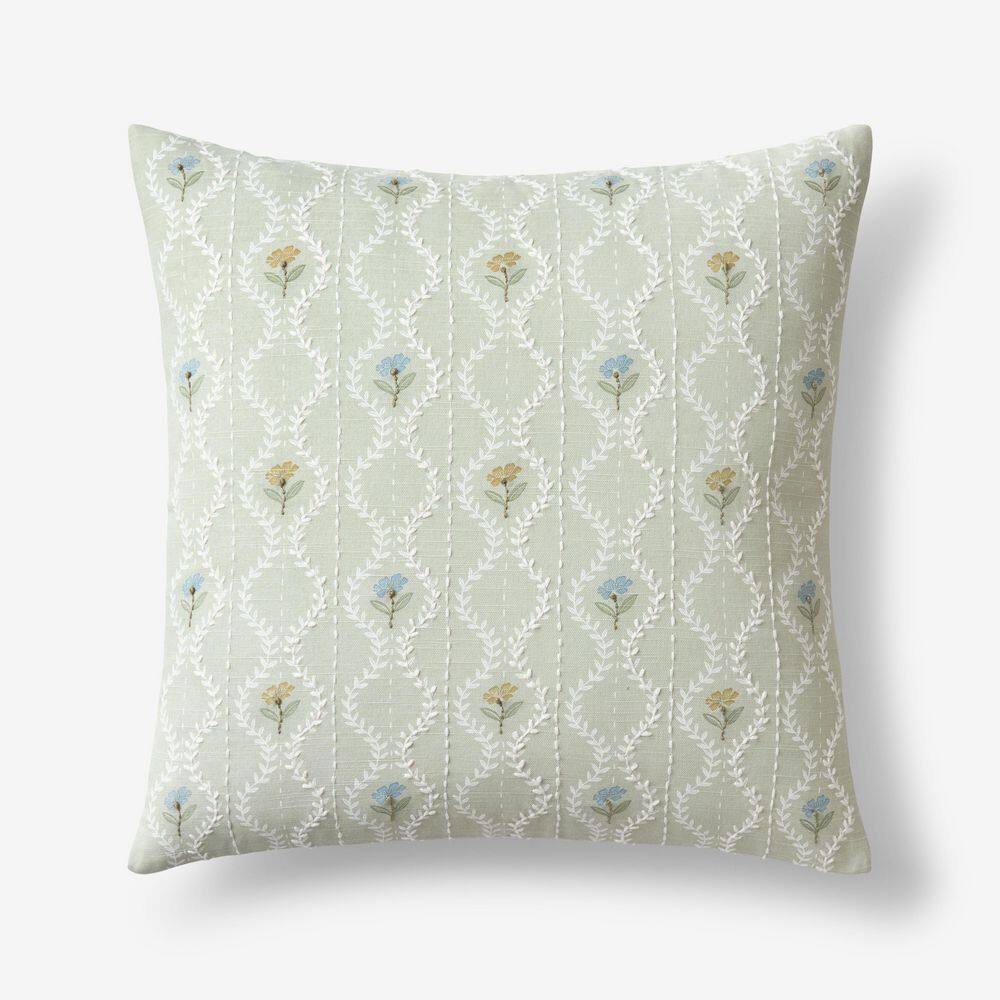 Company Cotton Tira Mini Floral Green 20 in. x 20 in. Throw Pillow Cover price history on PriceWatchPro