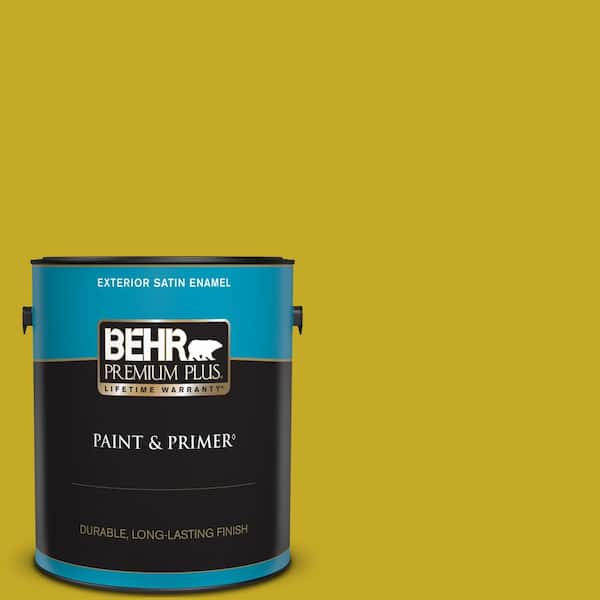 BEHR PREMIUM PLUS 1 gal. Home Decorators Collection #HDC-MD-03 Citronette Satin Enamel Exterior Paint & Primer