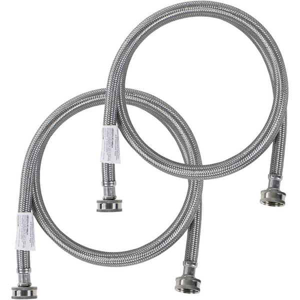 CERTIFIED APPLIANCE ACCESSORIES 5 ft. Braided Stainless Steel Washing  Machine Hoses (2-Pack) WM60SS2PK - The Home Depot