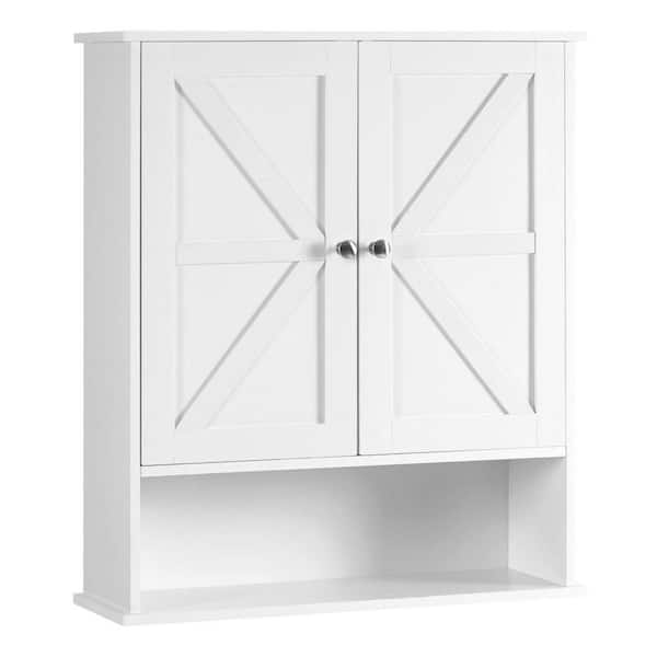 Dracelo 23.6 in. W x 7.9 in. D x 27.6 in. H White Bathroom Wall Cabinet with Inner Adjustable Shelf and Two Door