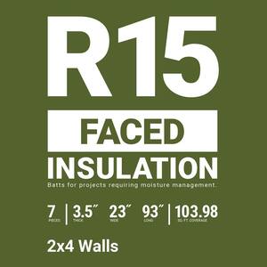 R-15  Kraft Faced Fiberglass Insulation Batt 23 in. x 93 in. (8-Bags)
