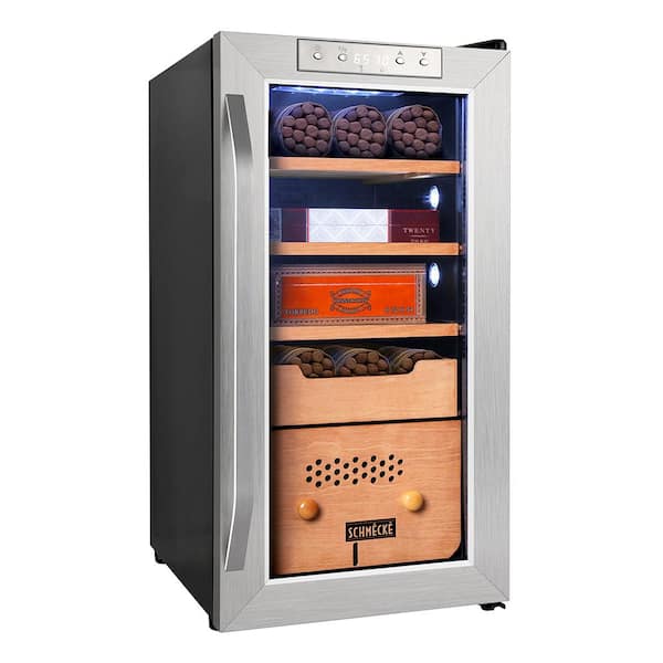 Schmecke 27.1-in x 13.5-in x 17.7-in Stainless Steel Freestanding Cabinet Humidor (Holds 250)