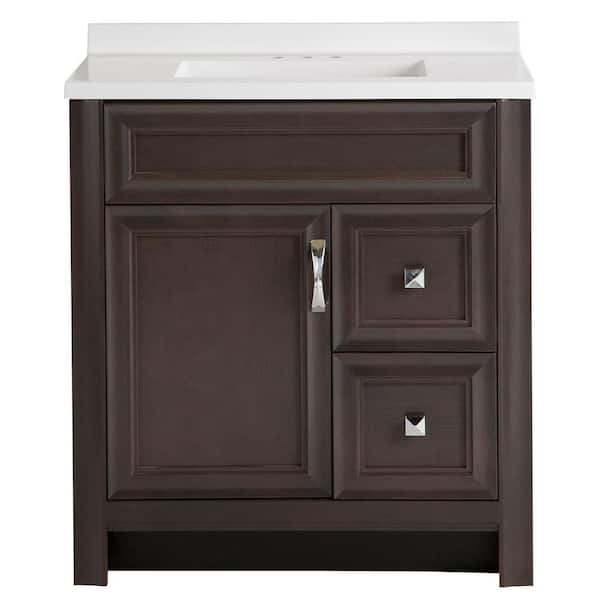 Glacier Bay Candlesby 31 in. W x 19 in. D Bathroom Vanity in Pewter with Cultured Marble Vanity Top in White