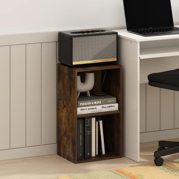 Furinno Pasir 21 in. Tall Amber Pine Wood 2-Shelf Standard