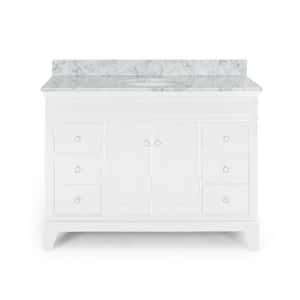 Finlee 48 in. W x 22 in. D Bath Vanity with Carrara Marble Vanity Top in White with White Basin