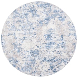 Amelia Gray/Blue 10 ft. x 10 ft. Distressed Abstract Round Area Rug