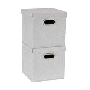 11 in. H x 11 in. W x 11 in. D Silver Fabric Cube Storage Bin 2-Pack
