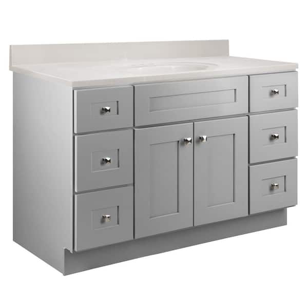 Brookings 49 in. W Bath Vanity in Gray with Ivory Swirl Cultured Marble Top Assembled