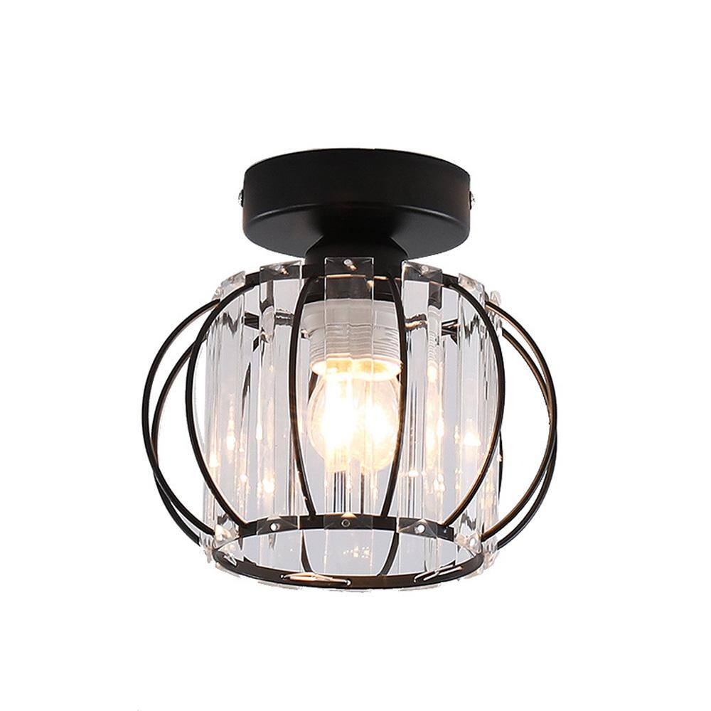 6.3 in. 1-Light Black Modern Crystal Semi-Flush Mount Ceiling Light, No Bulbs Included price history on PriceWatchPro