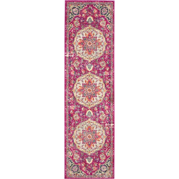 Nourison Passion Pink 2 ft. x 8 ft. Persian Medallion Transitional Kitchen Runner Area Rug