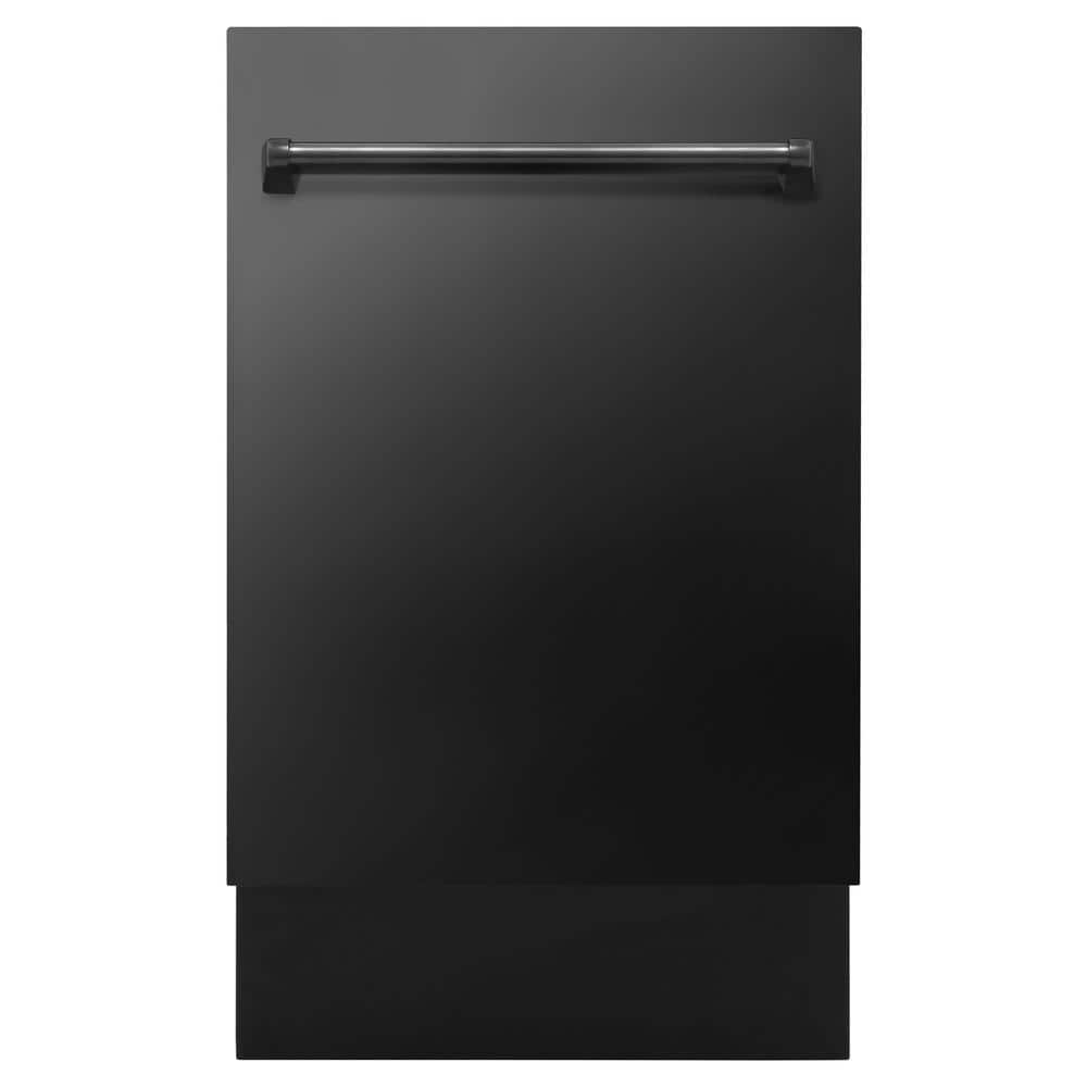 ZLINE Kitchen and Bath Tallac Series 18 in. Top Control 8-Cycle Tall Tub Dishwasher with 3rd Rack in Black Stainless Steel