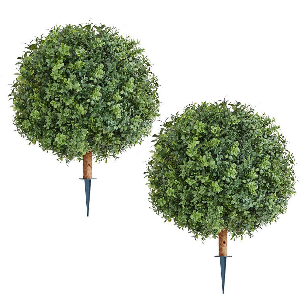 1.8 ft. Artificial Topiary Boxwood Trees with Ground Spike, 2 Set Faux Shrubs and Bushes Potted Plants price history on PriceWatchPro