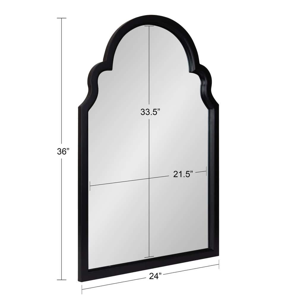 Hogan Black Wood Arched Wall Mirror with Scalloped Corners