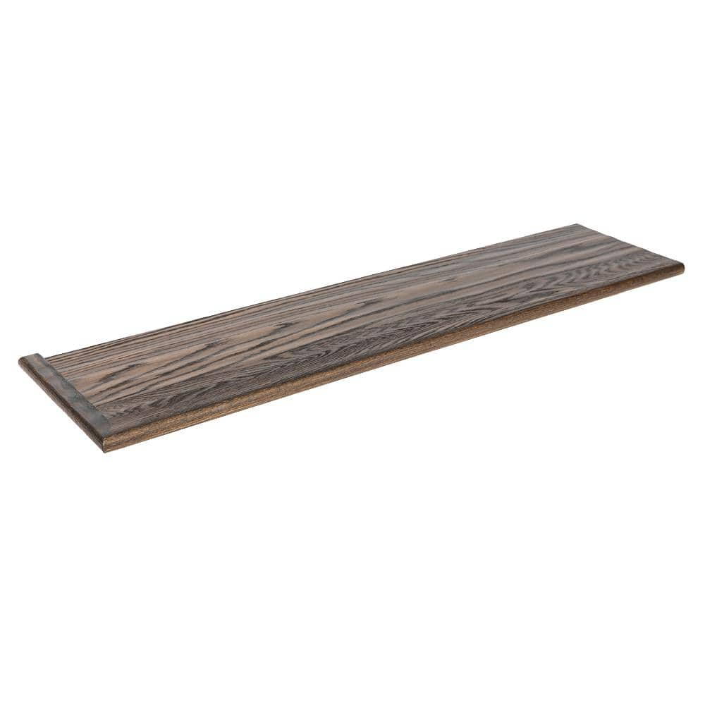 Stairtek 1 in. x 11.5 in. x 60 in. Prefinished Mocha Red Oak Left ...