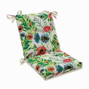 Bright Floral 18 in. W x 3 in. H Deep Seat, 1-Piece Chair Cushion and Square Corners in Pink/Blue Flower Mania
