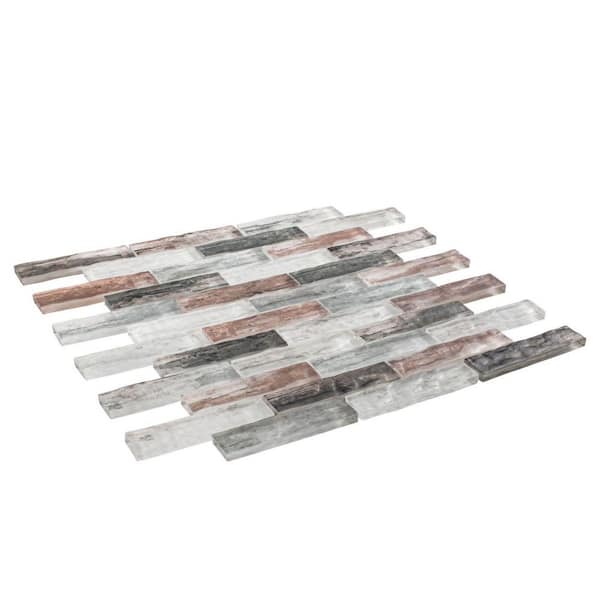 Giovan Nostalgia Green/Brown 11 3/4 in. x 11 3/4 in. Textured Glass Brick Joint Mosaic Tile (4.8 sq. ft./Case)