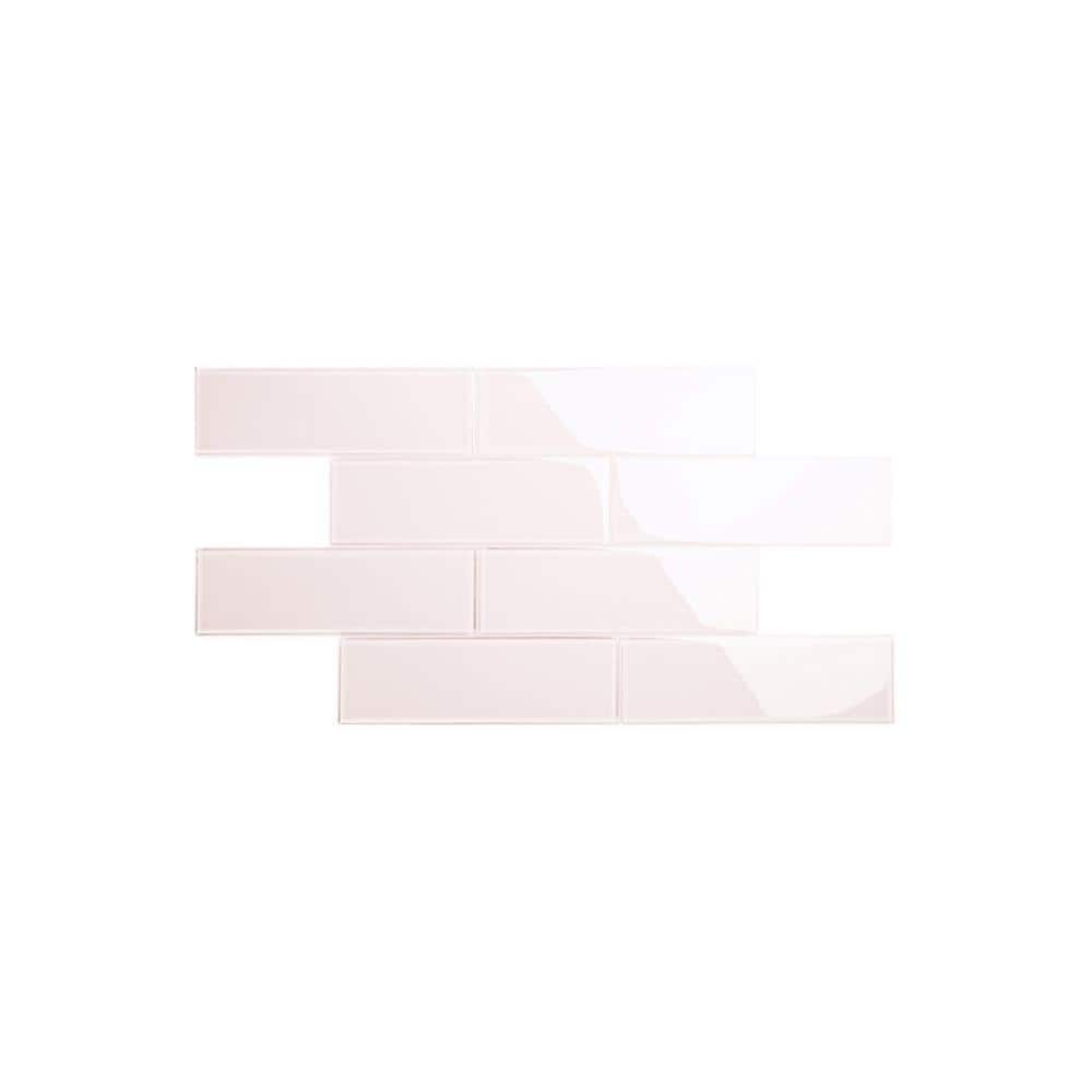Rose Pale Pink 4" x 12" Glass Subway Wall Tile