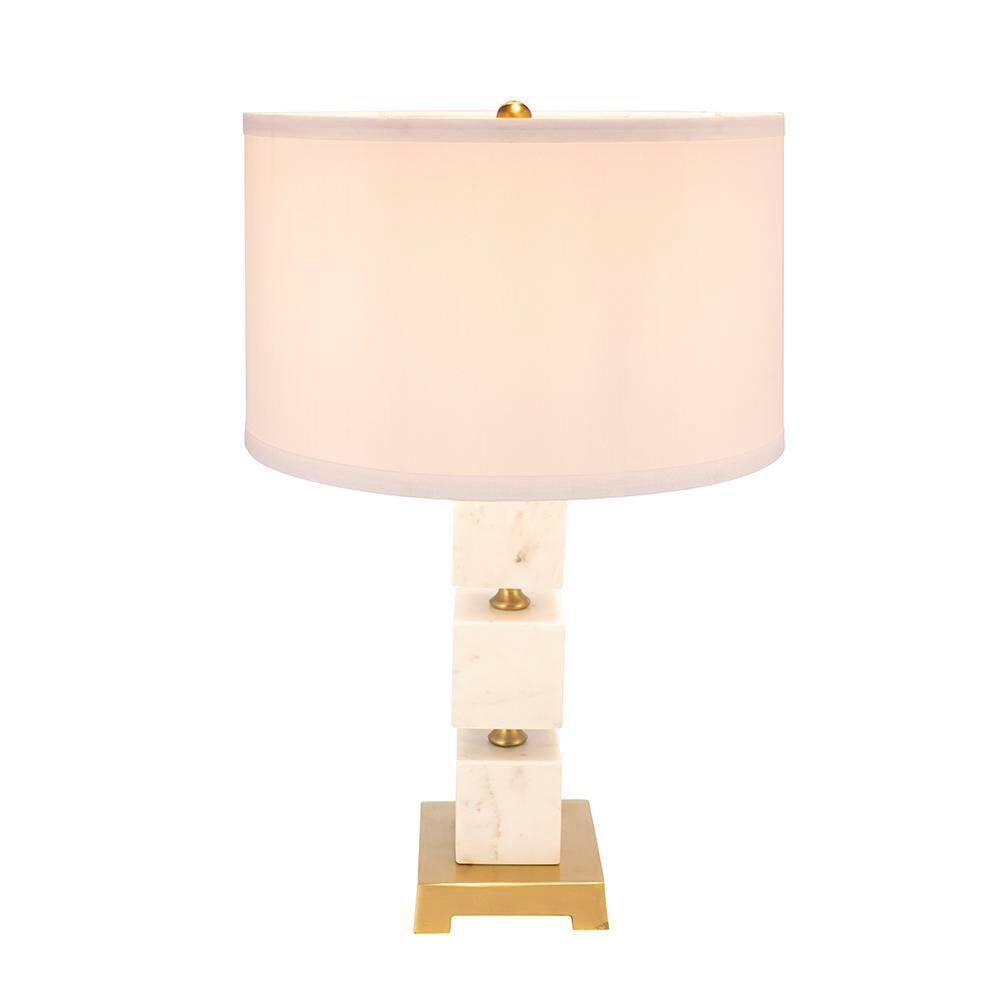 26.5 in. White Modern Integrated LED Cube Table Lamp for Living Room and Bedroom with White Metal Shade price history on PriceWatchPro