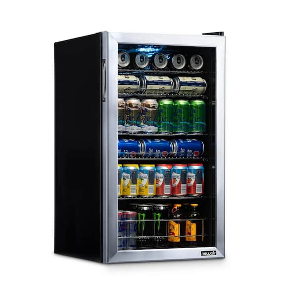 NewAir 19 in. 126 (12 oz) Can Freestanding Beverage Cooler Fridge with Adjustable Shelves - Stainless Steel