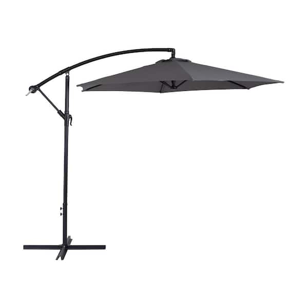 CorLiving 9 ft. Cantilever Tilt Patio Umbrella in Gray