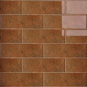 Crystile Galaxy Amber 4 in. X 12 in. Glossy Glass Subway Tile (10 sq. ft./Case)