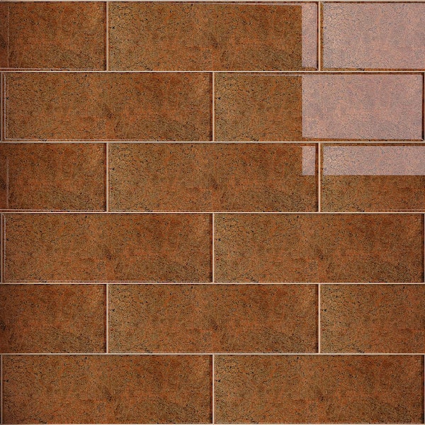 MOLOVO Crystile Galaxy Amber 4 in. X 12 in. Glossy Glass Subway Tile (10 sq. ft./Case)