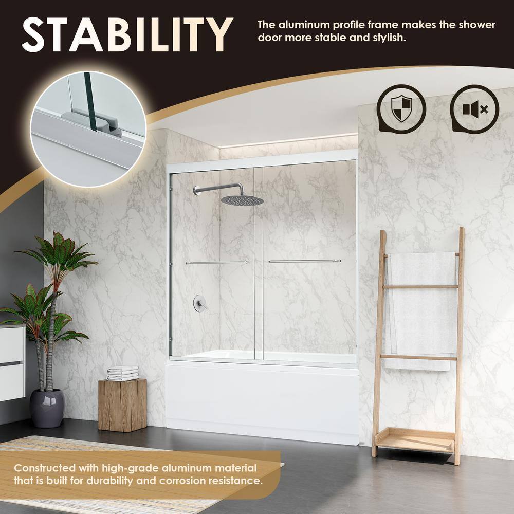 Ennis 60" Polished Chrome Framed Tub Door with Clear Glass