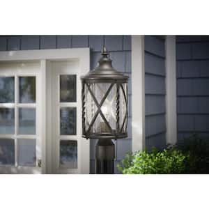 Walcott Manor 1-Light Antique Pewter Outdoor Transitional Post Light with Clear Seeded Glass