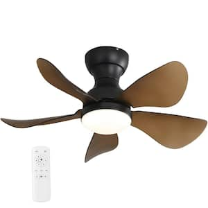 29 in. Indoor Black Ceiling Fan Remote Control Reversible DC Motor with Integrated LED Light