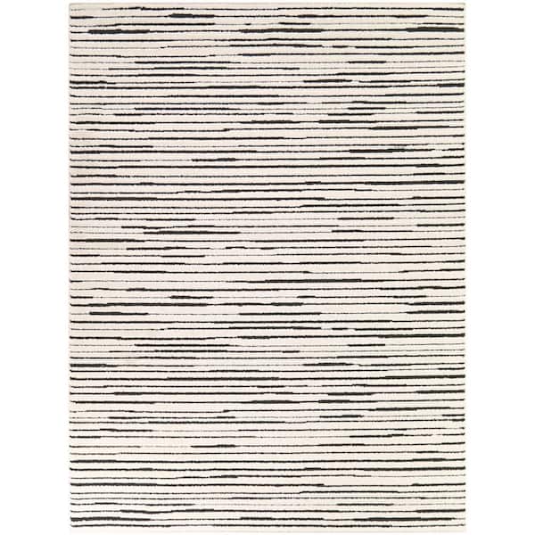 Monique Cream/Black 5 ft. x 7 ft. Abstract Stripe Area Rug