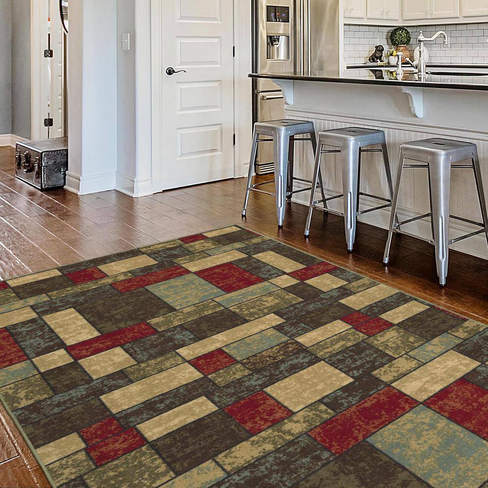 Multicolor Synthetic Non-Slip 5' x 6'6" Area Rug