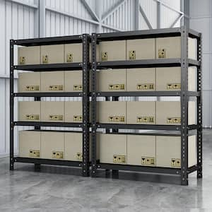 5-Shelf Freestanding Black Heavy-duty Carbon Steel Shelving Capacity 800 lbs. (47.24 in. x 15.75 in. x 70.86 in.)