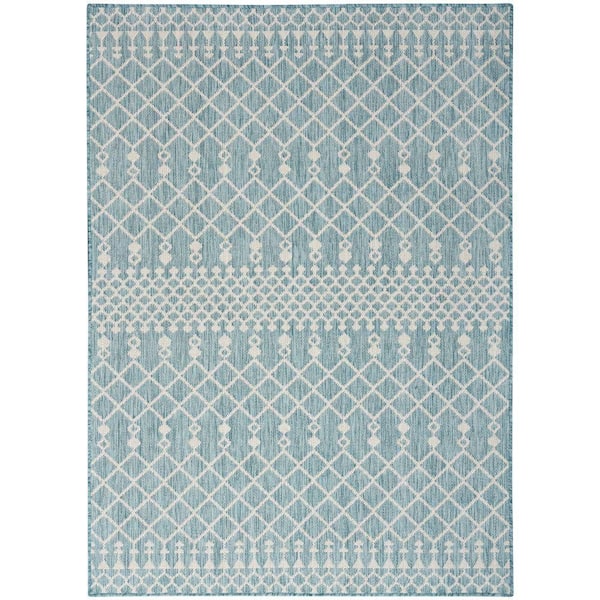 Nourison Positano Aqua 5 ft. x 7 ft. Moroccan Contemporary Area Rug