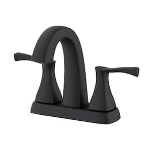 Calandine 4 in. Centerset 2-Handle Bathroom Faucet with Drain Kit Included in Matte Black